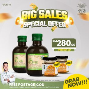 2 Olivie Plus 30x 250ml + FREE 2 Madu Kyrgyzstan 50g