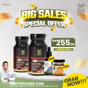 2 Tocotrienols + FREE Minyak Habbatus Sauda 50ml + FREE Madu Kyrgyzstan 50g