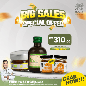 Olivie Power Up 100g + Olivie Plus 30x 250ml + FREE 2 Madu Kyrgyzstan 50g + FREE Sudu Kayu