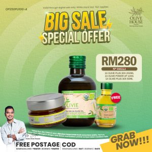 Olivie Plus 30x 250ml + Olivie Power Up 100g + FREE Olivie Plus 30x 50ml + FREE Sudu Kayu